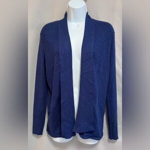 Verve Ami Women’s Blue Open Front Ribbed Knit Long Sleeve Cardigan Sweater‎ Sz S